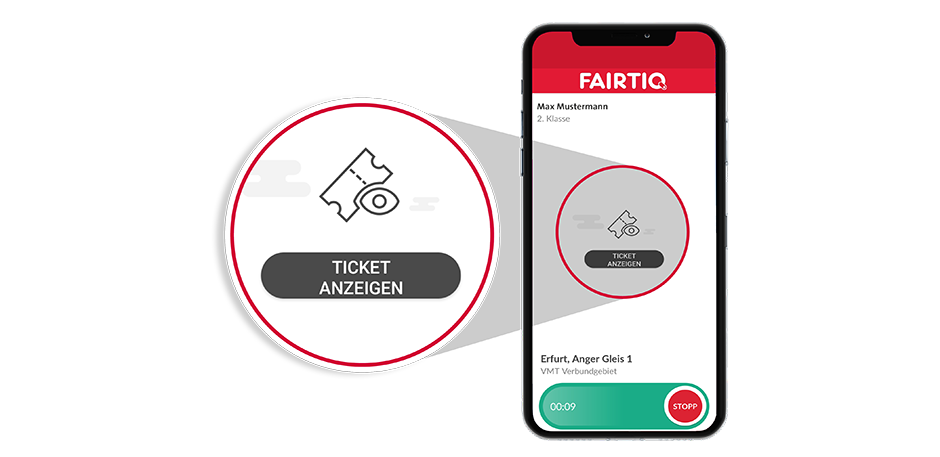 Handybildschirm mit FAIRTIQ-App