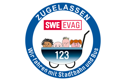 Siegel Zugelassener Krippenwagen.